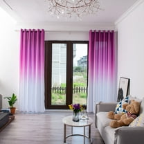 Bouanq Ombre Sheer Curtains 270cm x 100cm for Living Room Bedroom, Pink and White 2 Tone Reversible Gradient Voile Window Treatments, Faux Linen Rod Pocket Drapes