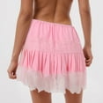 thumbnail image 3 of vigerkar Women Y2k Lace Slip Ruffle Mini Skirt Layered Pleated Casual Flowy Short Skirts 2025 Pink, L, 3 of 8