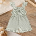 thumbnail image 2 of CAICJ98 Toddler Baby Summer Clothes Cute Bow Sleeveless Romper Striped One Piece Jumpsuit Shorts Overalls Outfits (18-24 Months,Light Green), 2 of 7