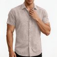 thumbnail image 5 of DPTALR Men's Textured Linen Blend Short Sleeve Shirt,Button Down Casual Beach Shirt,Mint Green,Big Men's,Tall Men's L,Young Men's Shirts, 5 of 8