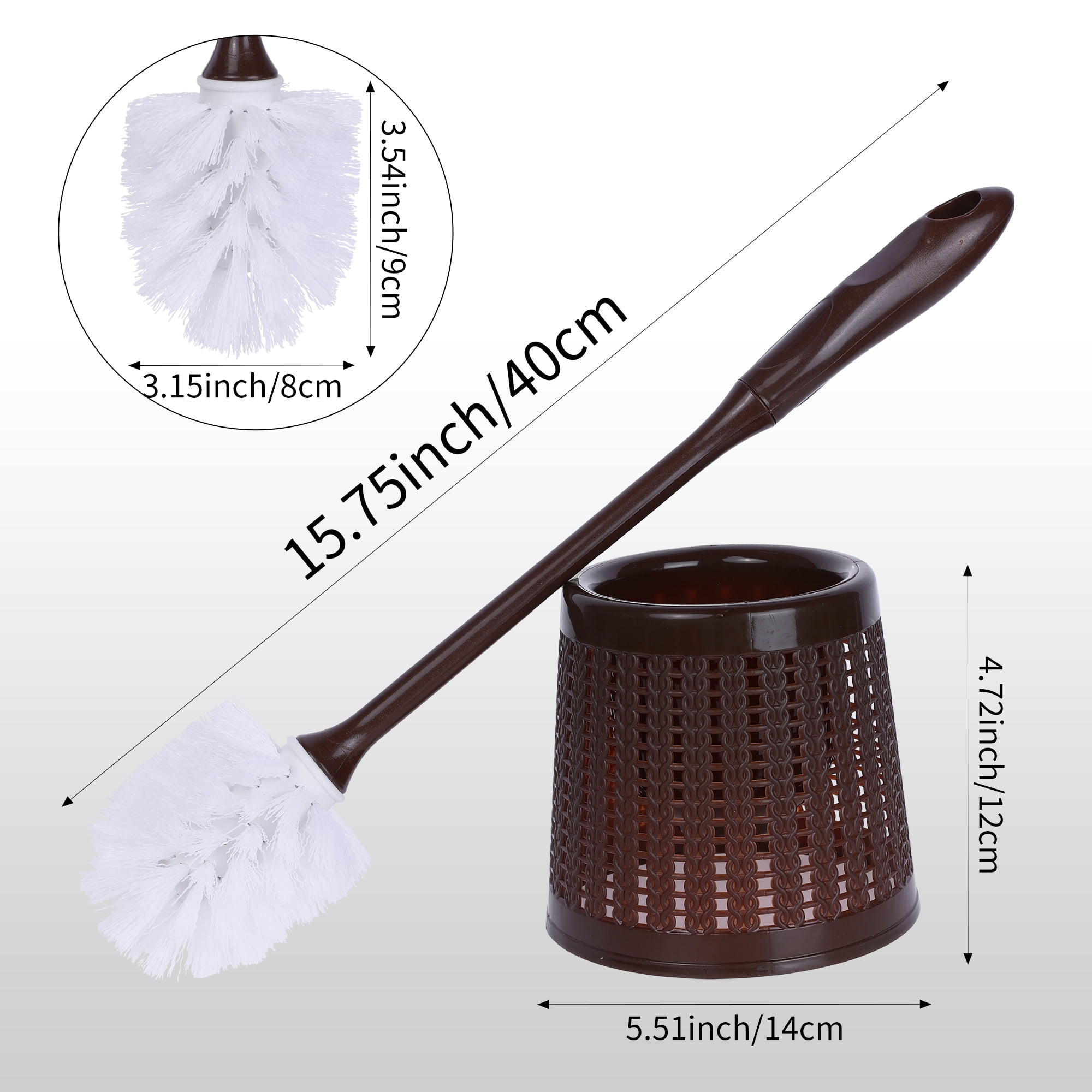 Unique Bargains Toilet Brush Long Handle Flexible Brush Head Brown 2 Pcs