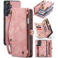 thumbnail image 1 of Wallet Case for Samsung Galaxy S24, Zipper Purse Folio Leather Wallet with Card Holder Wrist Strap Detachable Magnetic Shockproof Protective Back Case for Samsung Galaxy S24, 1 of 9