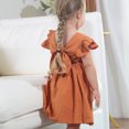thumbnail image 6 of Edvintorg 2-7Years Girls Clothes 2025 New Summer Dress Cute Solid Color Backless Bow Cotton and Linen Beach Dresses Children's Princess Dress, 6 of 7