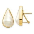 thumbnail image 5 of 14K Yellow Gold 12X20 White Pear Freshwater Cultured Mabe Pearl Omega Back Earrings, 5 of 7