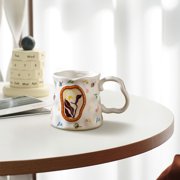Weloille Ceramic Coffee Mug 1 Piece, 12 Ounce Large Capacity Elegant Water Cup, Heat Resistant Microwave Safe Drinking Cup, for Home Office Coffee Milk Tea Juice Daily Drinking Use