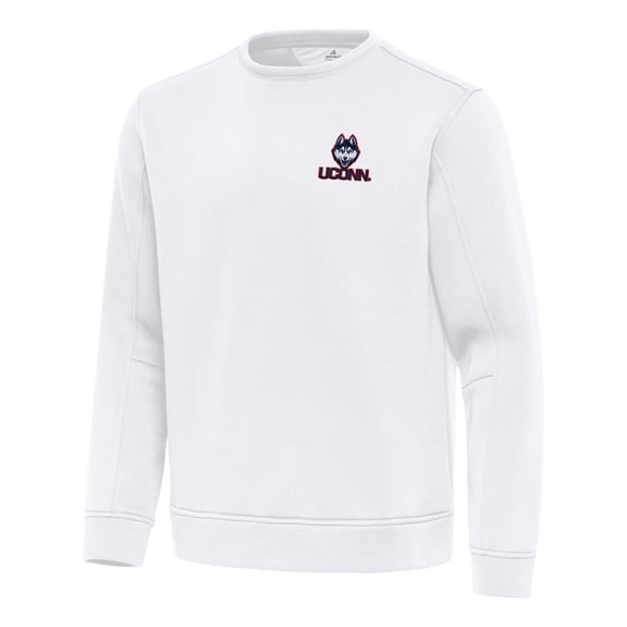 Men's Antigua White UConn Huskies Relevant Lightweight Pullover Sweatshirt