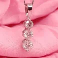 thumbnail image 4 of 3-Stone 1 CT Round Lab Created Diamond Journey Pendant 14k White Gold Plated, 4 of 4