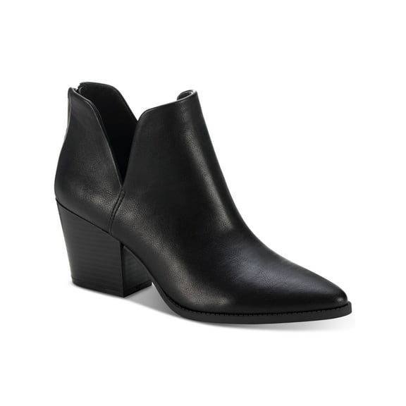 SUN STONE Womens Black V-Notched Sides Slip Resistant Elizaa Pointed Toe Block Heel Zip-Up Booties 8 M