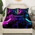 thumbnail image 3 of Gaming Bed Sheets For Boys Teen Game Sheet Set For Kids Gamer Bedding Set Gamepad Home Decor For Bedding Sheet Set Twin Size,Bed Sheet Set Purple Blue Hexagon, 3 of 6