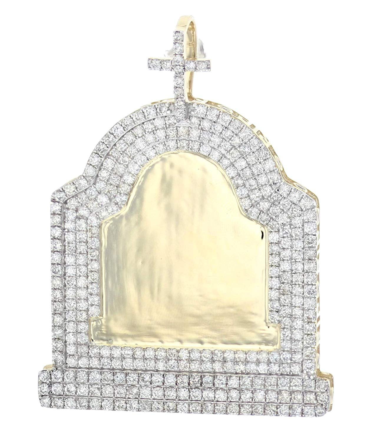 Midwest Jewellery 14K Gold Tomb Stone Diamond Picture Frame Pendant Extra Large 7.95ctw 2.6 Inch 32gms Tombstone