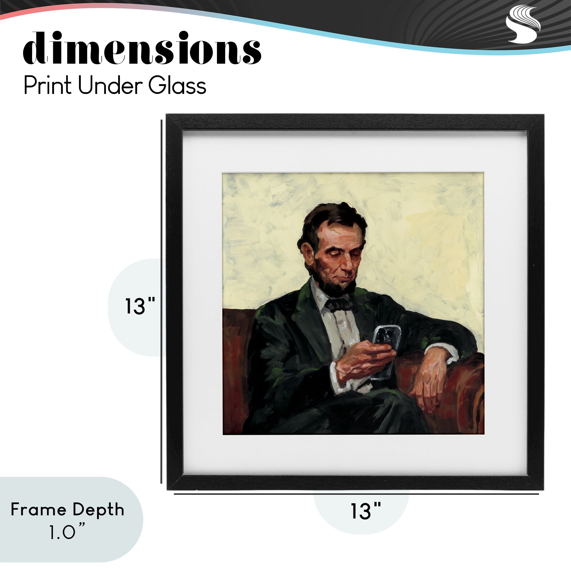 Stupell Industries Abe with Cellphone Black Framed Print Under Glass, design by Studio Bautista