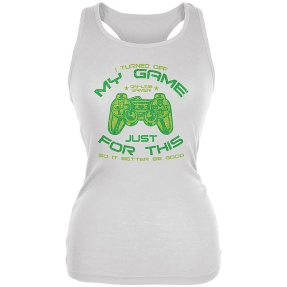 Turned Off My Game For This Juniors Soft Tank Top White X-LG