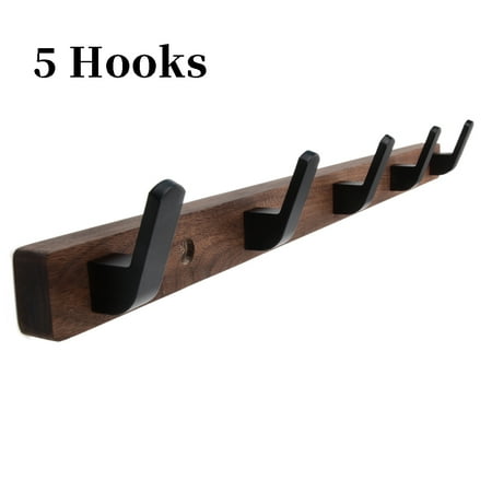 

Mouind Black Walnut Row Hook Non Perforated Door Back Hook Solid Wood Clothes Hook Living Room Bedroom Hook