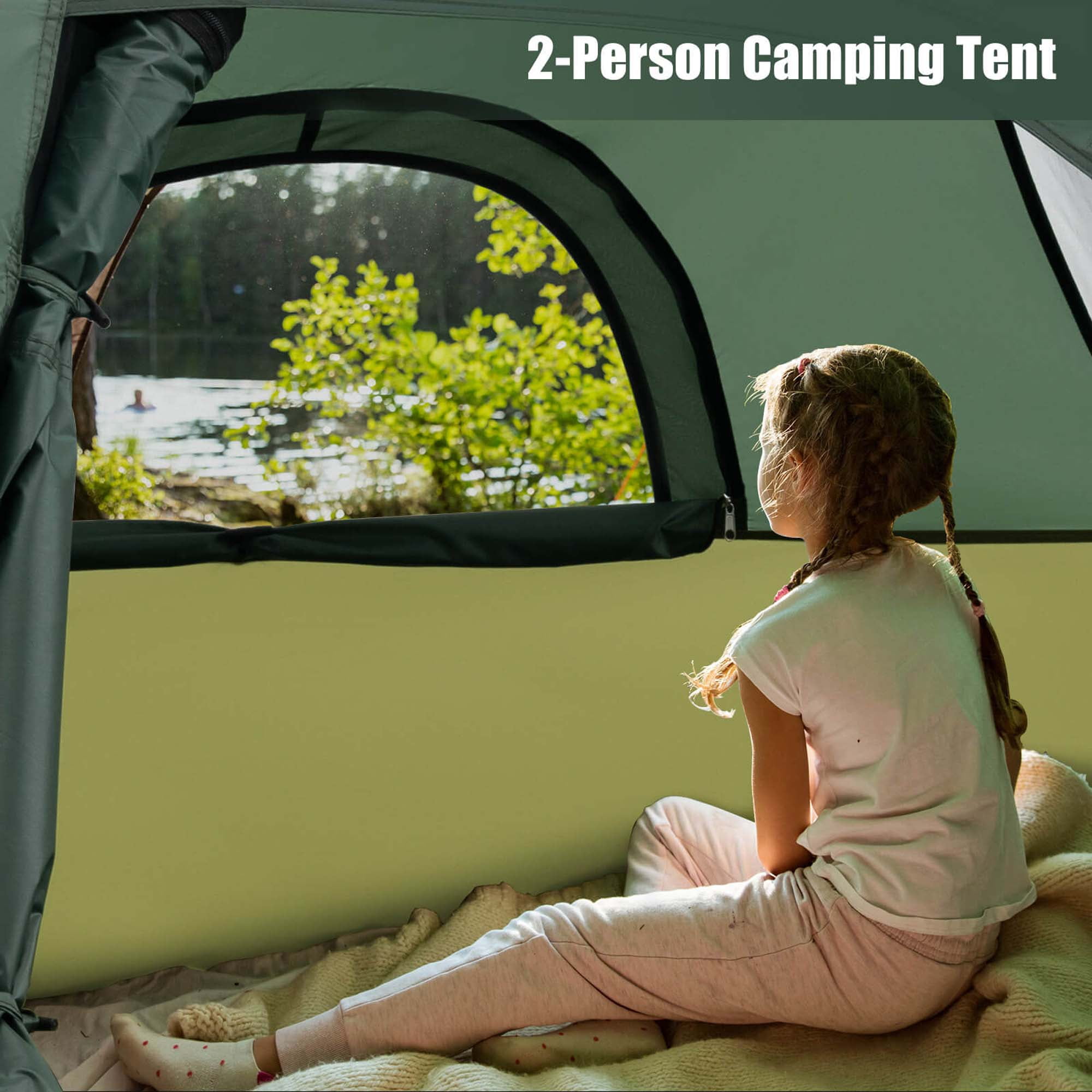 Costway 2-Person Lightweight Outdoor Tent with Removable Rain Fly Carrying Bag
