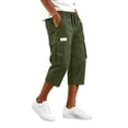 thumbnail image 7 of Below The Knee Shorts for Men Corduroy Long Cargo Shorts Casual 3/4 Length Sweat Capris with Pockets Army Green S, 7 of 7