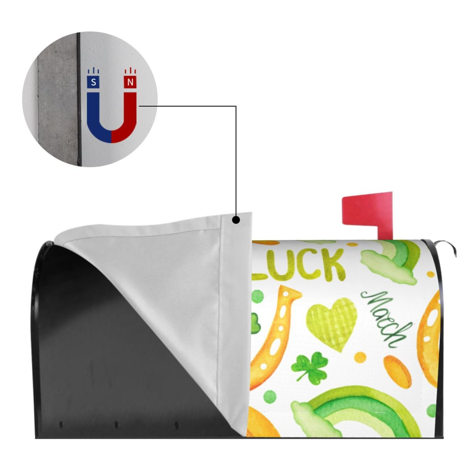 Xecao St Patrick's Day1 for Mailbox Cover with Magnetic Strips, Waterproof and Sunscreen, Adds a Decorative Touch to Your Garden Yard.