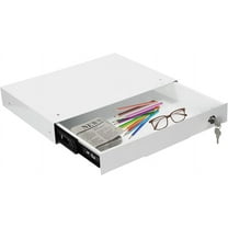 Sliding Pull-out Under Table Drawer for Office Desk, Drawer For Under Desk, Undermount Drawer for Sit Stand Workstation (White, 14", Lockable)