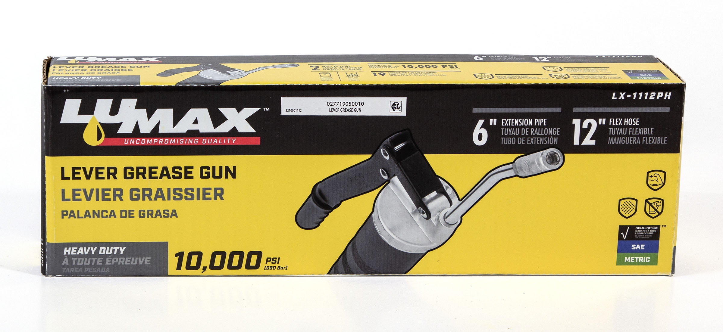 Lumax 2-Way Loading Lever Action Grease Gun-10,000 PSI
