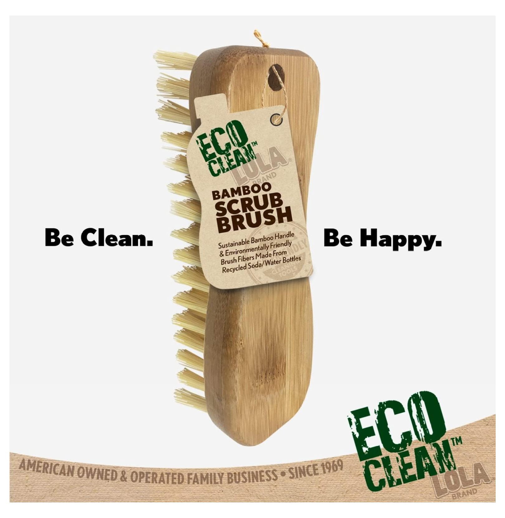 Bamboo Scrub Brushes for Cleaning - 6 Pack, Ergonomic Eco-Friendly Design, Durable Recycled Bottle Bristles, Sustainable Bamboo Handle, Hang Hole