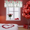 thumbnail image 5 of Valentine's Day Valance Curtain for Windows Red Roses Hearts Green Eucalyptus Leaves Rod Pocket Curtain Valances Short Window Treatments Panels for Kitchen Bathroom Laundry Room Basement 42 x 12 Inch, 5 of 9