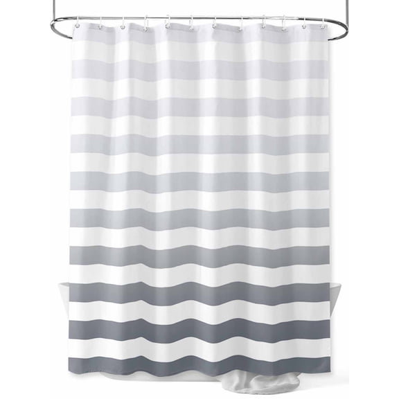 Shower Curtains for Bathroom-72"x72", Minimalist Lines Geometric Art Waterproof Bath Curtain Grommet Shower Curtain Set with Hooks, Grey White Ombre Stripes Washable Bath Accessories