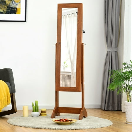 Gymax Lockable Jewelry Cabinet Armoire Standing Holder Organizer With Mirror Canada Gymax Lockable Jewelry Cabinet Armoire, Floor Mirror Jewelry Armoire