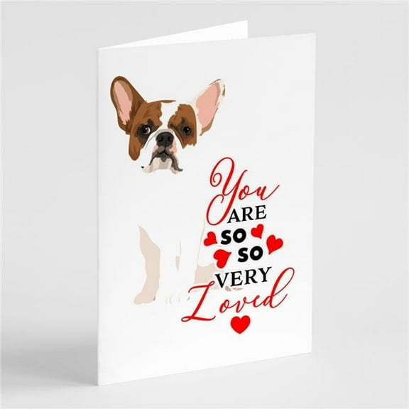 French Bulldog White #2 so Loved Greeting Cards and Envelopes Pack of 8 7 in x 5 in