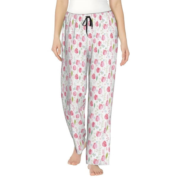 Balery Tulips Flowers Pantalones de pijama para mujer, pijamas ultraligeros, pantalones de estar por casa-Small