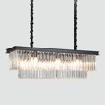 thumbnail image 1 of MEELIGHTING 12-Lights Modern Rectangular Crystal Chandeliers Rectangle Contemporary Linear Pendant Ceiling Light Fixture for Kitchen Island Dining Room Bar, Black 47 Inch, 1 of 3