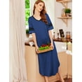 thumbnail image 4 of Ekouaer Long Nightgown Womens Loose Sleep Dress V Neck Loungewear, 4 of 5