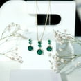 thumbnail image 6 of Rosec Jewels Three Stone Jewelry Set for Women - Created Emerald Dangle Pendant and Earring Set, 18K Yellow Gold, 6 of 8
