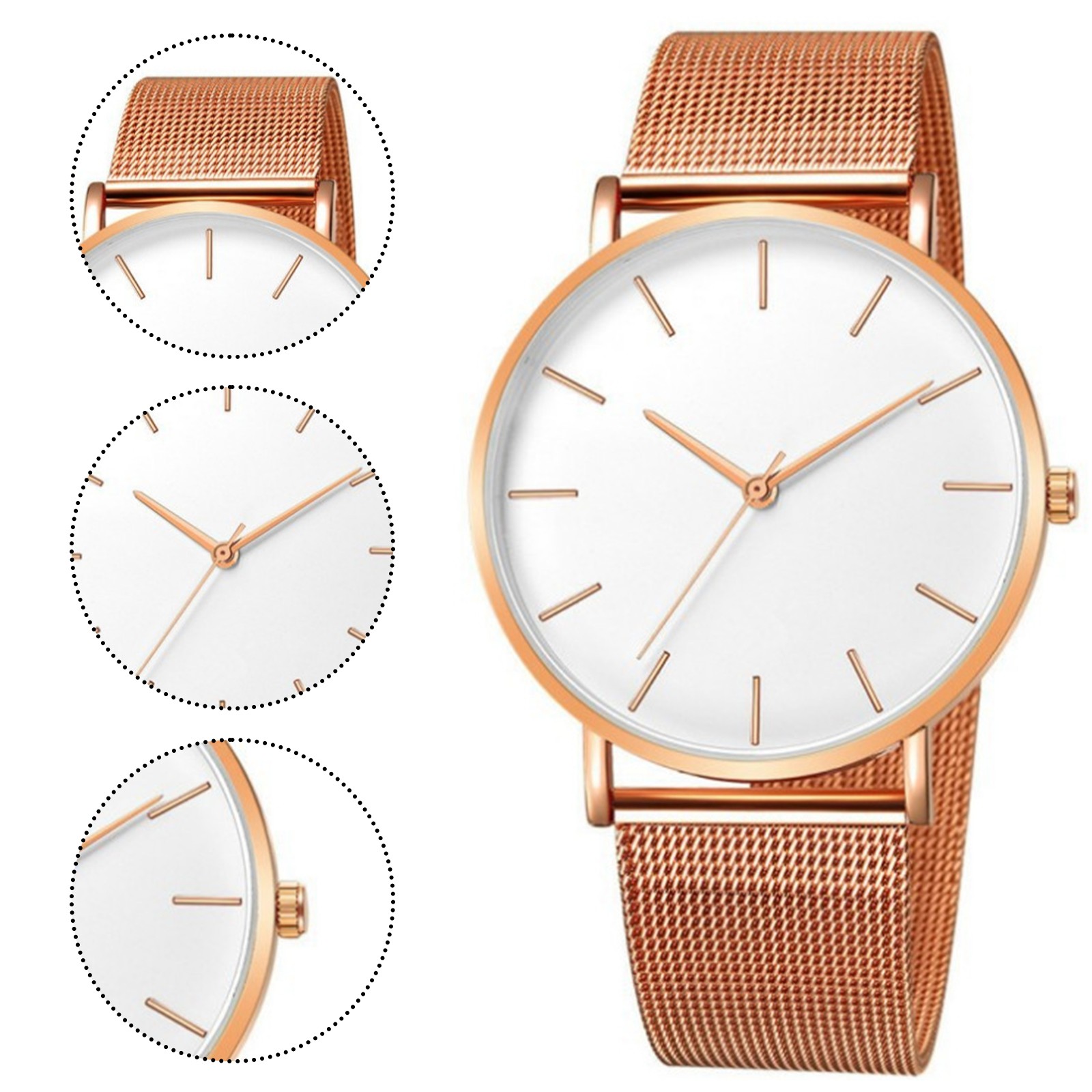 Resicozy Mens Watches Mesh Band Watch Quartz Watches Classic Numeral Watch for Business Casual Hands Mens Wrist Watches 2026 Rose Gold#1