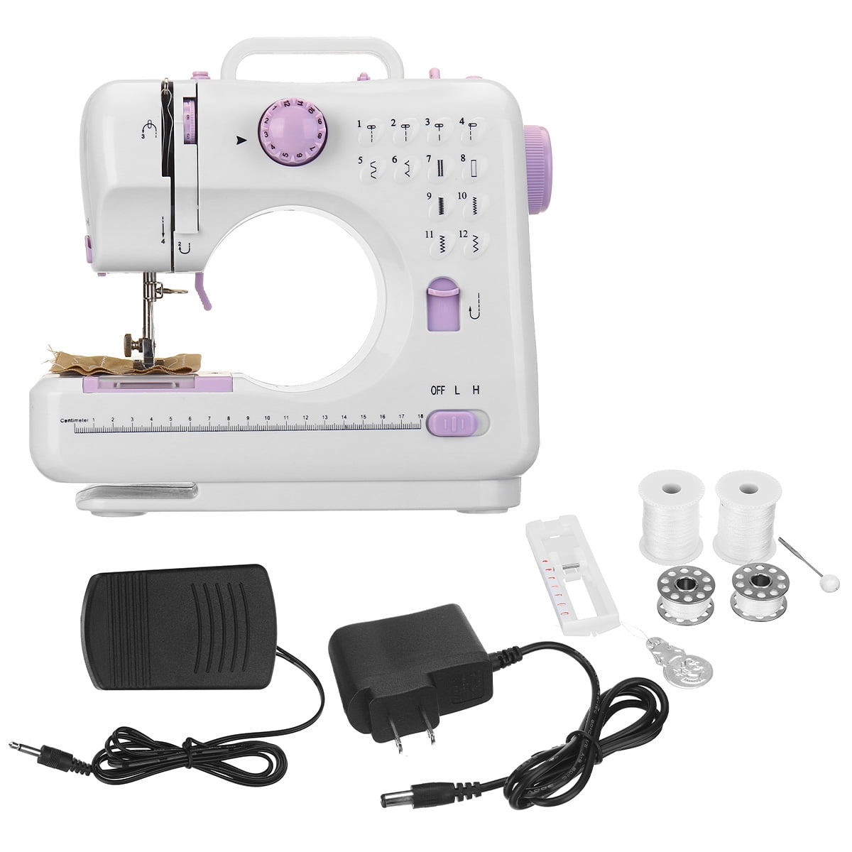 INTEY Electric Sewing Machine 16 Stitches Double Thread Household Multifunction 2 Speed Adjustment with Foot Pedal 