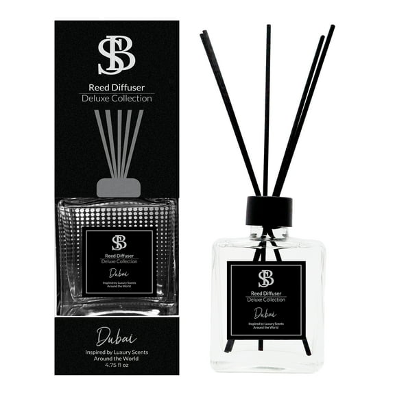Reed Diffuser Set Deluxe Collection Dubai - Inspired by Champagne Fragrance - 4.75oz - 5 Reed Sticks