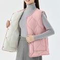 thumbnail image 4 of Maqroz Women's Sherpa Lined Quilted Vest 2026 Fashion Velvet Vest Down Button Up Sleeveless Padded Down Jackets Lightweight Warm Winter Gilet Outerwear with Pockets Plus Size Clothes Pink M, 4 of 5