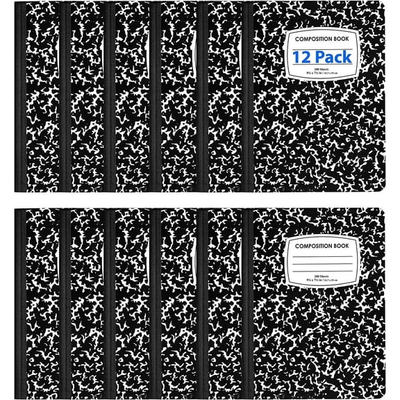 Composition Notebooks, College Ruled Composition Notebook, Hard Cover Marble Composition Notebook, 100 sheets, 200 Pages 12, College Ruled