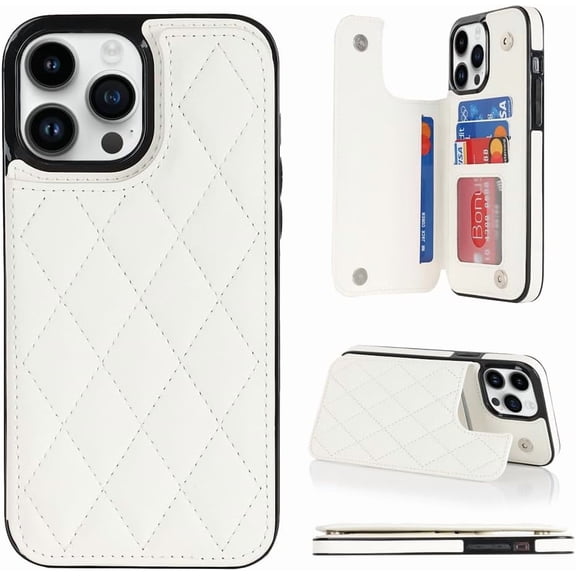 HCTian Compatible with Leather iPhone 13 Pro Max Wallet Case with Card Holder RFID Blocking,4 Card Slots Premium Protective Phone Case with Kickstand Durable Shockproof Cover for Women
