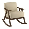 thumbnail image 2 of Bracco Light Brown Mid-Century Fabric Upholstery Solid Wood Rocking Chair, 2 of 7