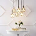 thumbnail image 6 of JONATHAN Y Sydney 18.88" 6-Light Bohemian Farmhouse Iron/Glass Cluster LED Pendant, Nickel/Champagne, 6 of 9