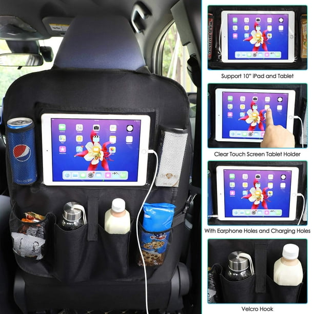 2 Pack Voiture Siège arrière Organisateur Kick Mats Protecteur de siège  arrière avec tablette à écran tactile
