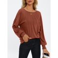 thumbnail image 3 of Gleelaud Womens Fall Fashion Long Sleeve Shirts Fall Tops Pleated Blouse Casual Loose Dressy Basic Tunic Tops Caramel, 3 of 6