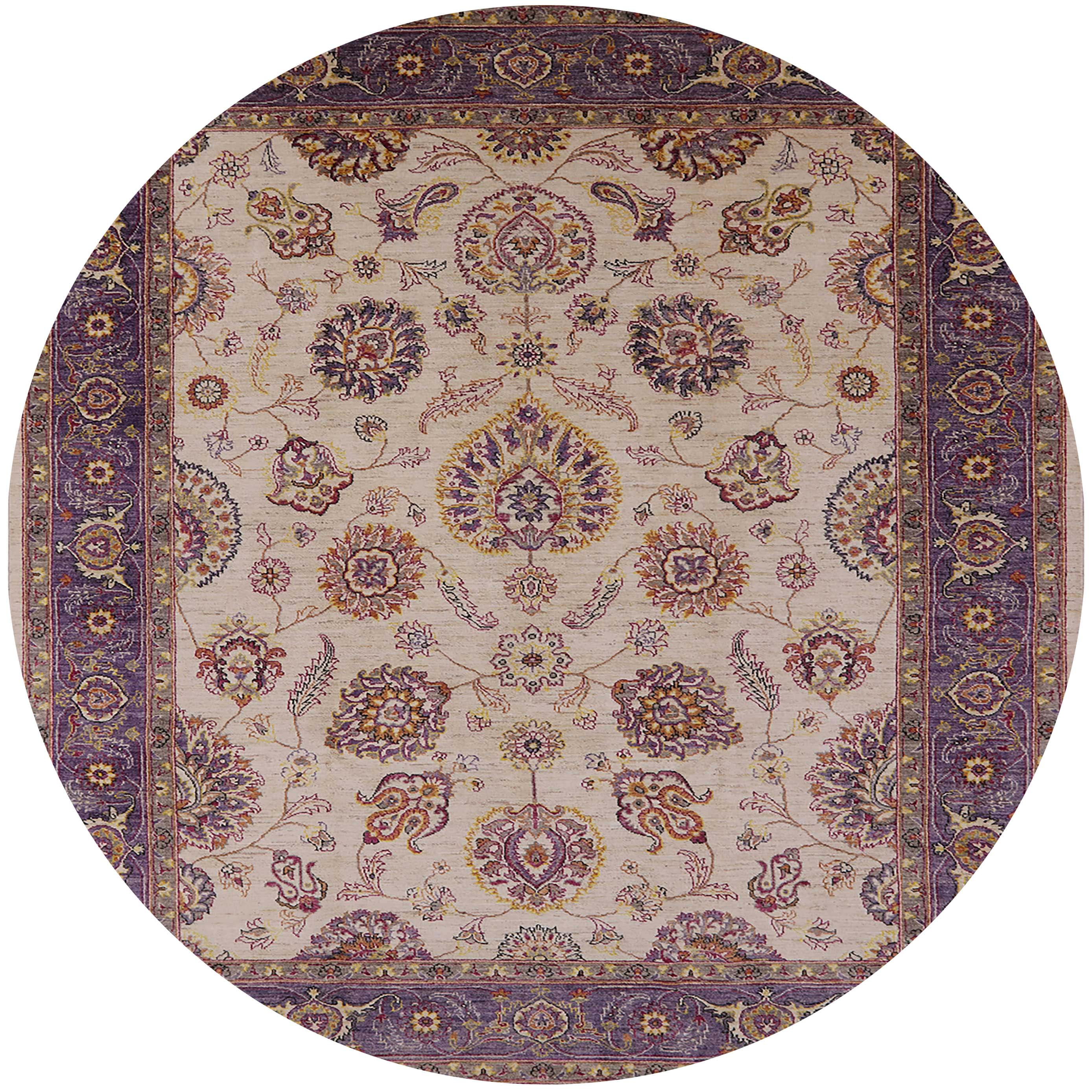 Ahgly Company Indoor Round Mid-Century Modern Maroon Purple Oriental ...