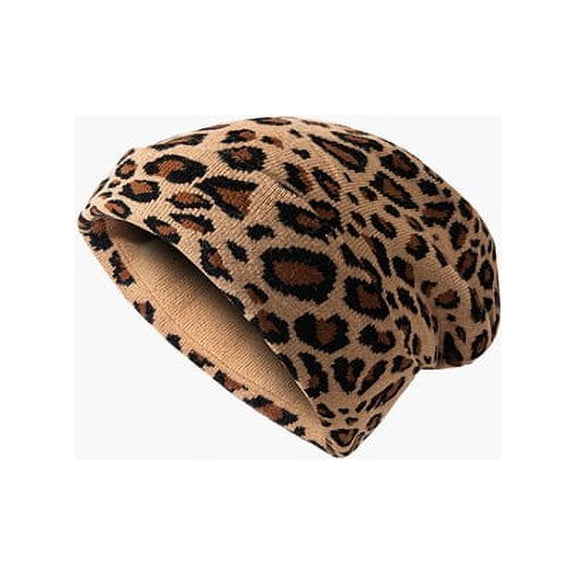 CoCopeanut Fashion Wanita Topi Bergaris Wanita Beanies Skullies Santai Macan Tutul Syal Cap Dua Digunakan Musim Dingin Musim Semi Hangat Topi Liburan Kolam Cap