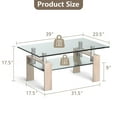 thumbnail image 2 of Costway Rectangle Glass Coffee Table Metal Legs End Table Livingroom Nature, 2 of 11