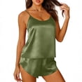 thumbnail image 2 of VBTAPA Womens Pajamas Set 2 Piece Satin Sleepwear Lingerie Soft Silk Pjs Cami Top and Shorts Camisole Nightwear Green L, 2 of 7