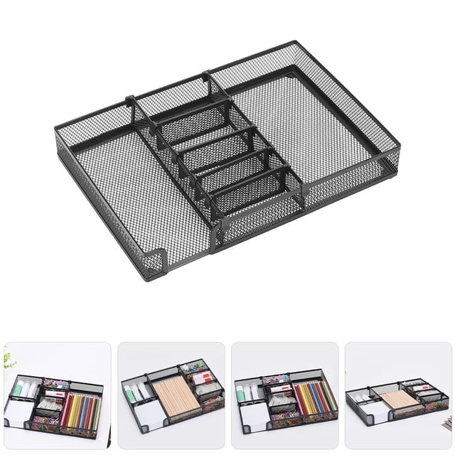 OULII Organizador De Escritorio De Metal Negro Con Compartimentos Múltiples Para Oficina Y Almacenamiento