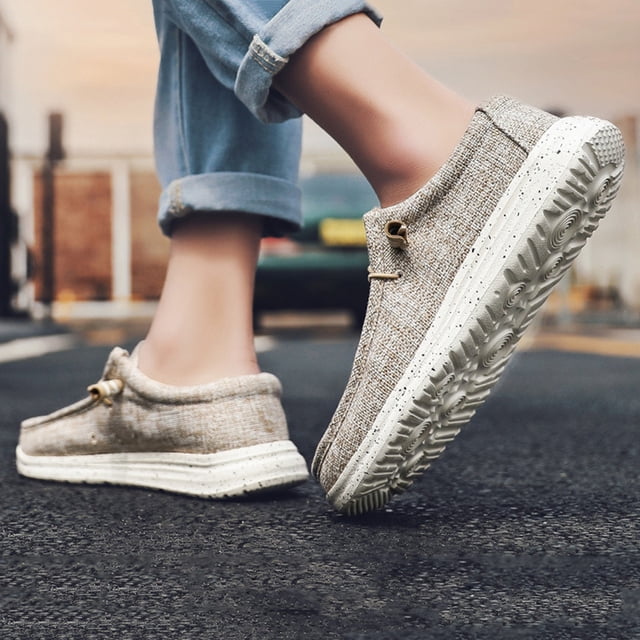 Zapatos náuticos de ancho ancho, mocasines sin cordones, lona transpirable, moda ligera Wdftyju Tenis De Mujer Tenis De Hombre
