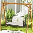 thumbnail image 2 of Gymax Outdoor Wicker Porch Swing 2-Person Hanging Seat w/ Seat & Back Cushions Backyard, 2 of 10