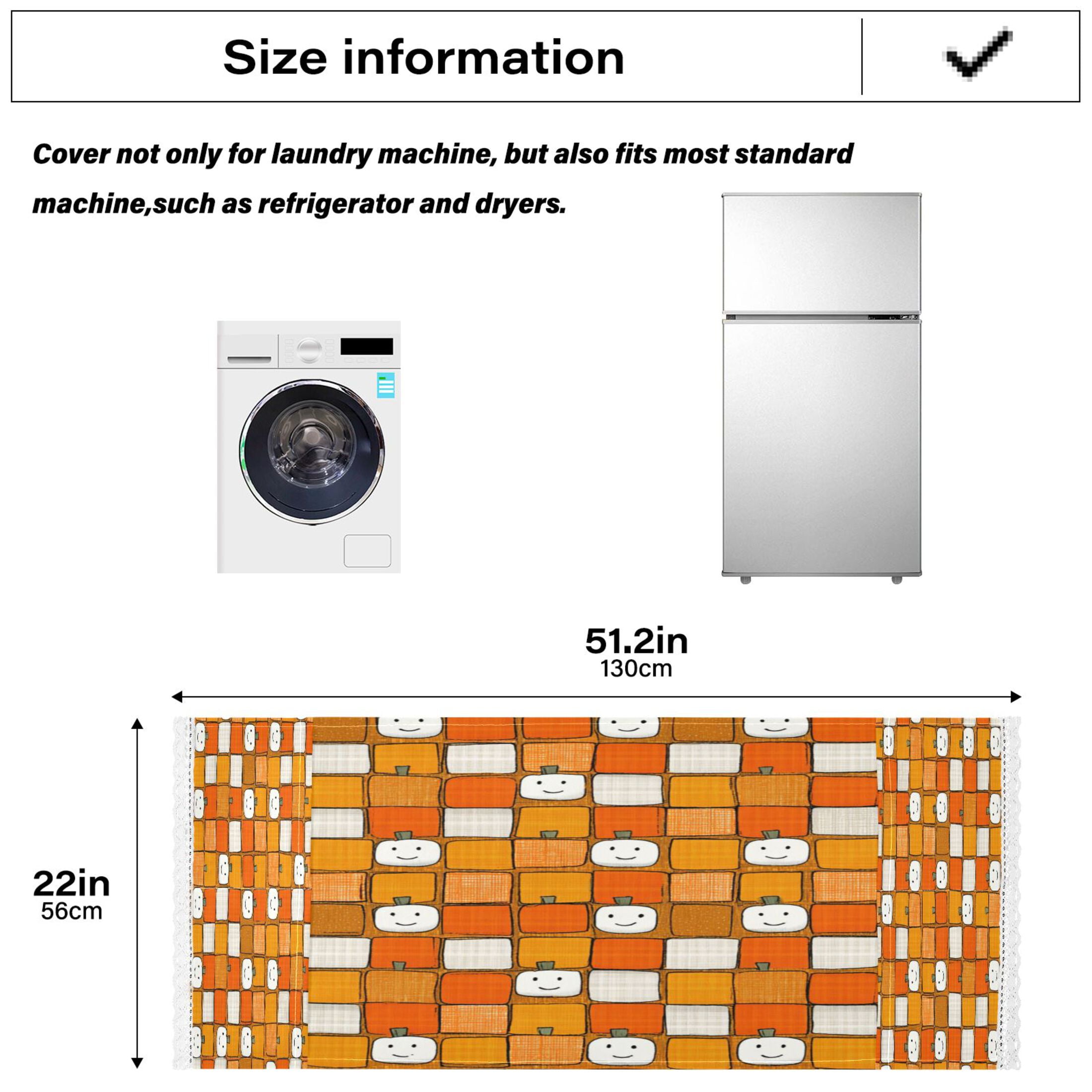 Dustproof Washing Machine Cloth Washer and Dryer Top Covers, Fridge Dust Cover, With Storage Bags Squares with Smiling Pumpkins