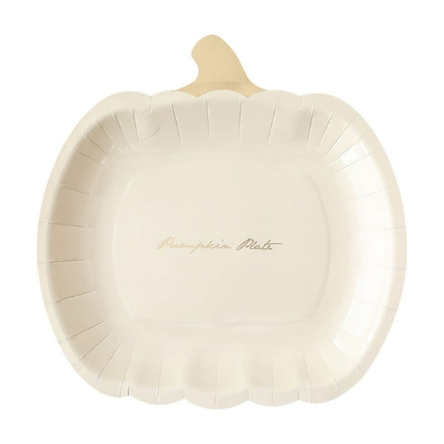 Fesfesfes Disposable Pumpkin Paper Plates 10 Piece Set Festive Halloween Thanksgiving Party Tableware Decorative Paper Plates for Home Party Use